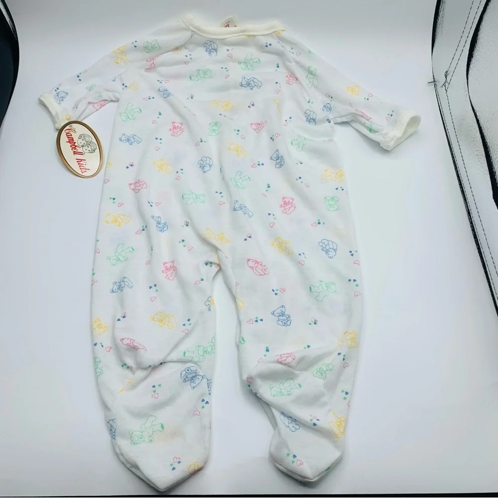 Vintage 1989 Campbell Kids Teddy Bears Footie Pajamas Small to 11lbs